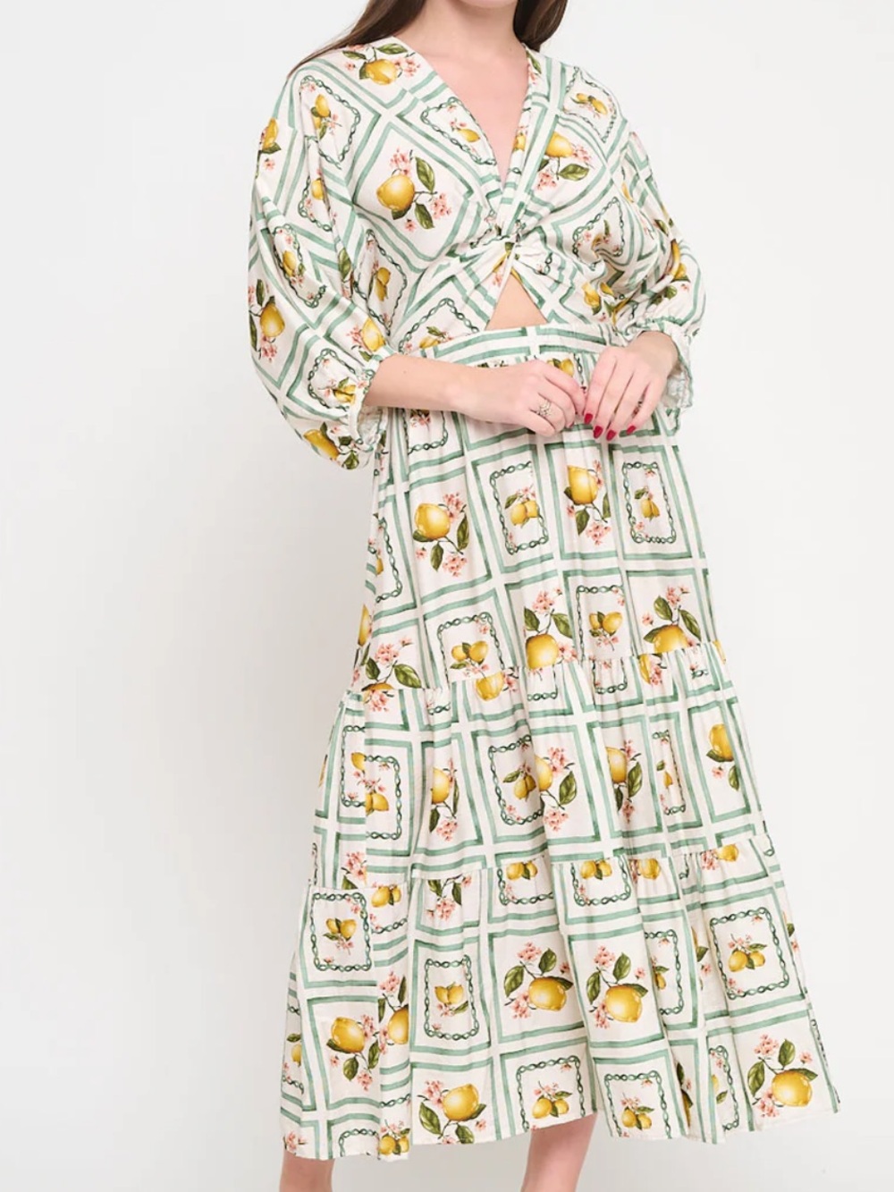 Lemon meet me in Santorini dress NWT